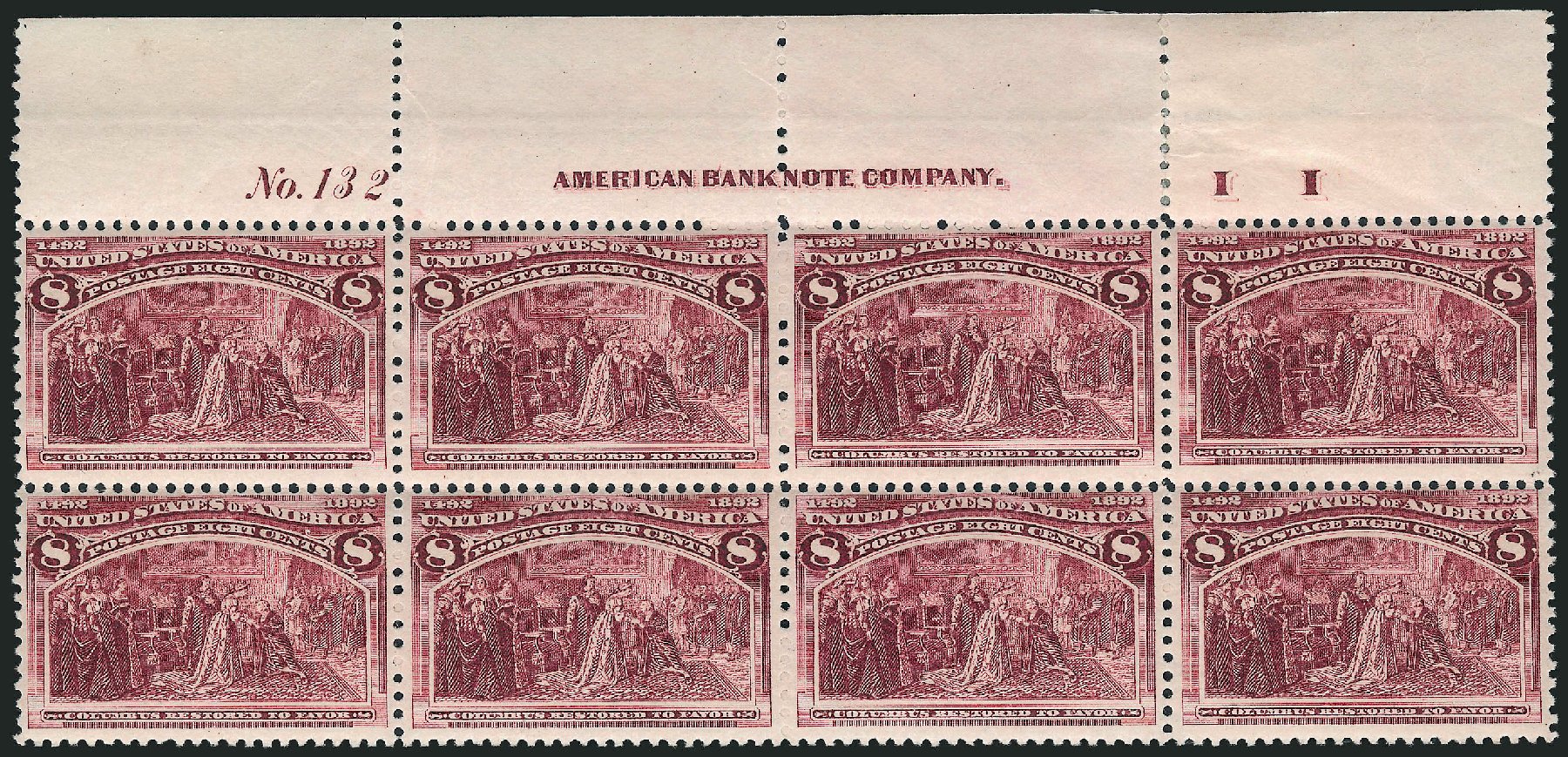 US Stamp Values Scott Catalog # 236: 8c 1893 Columbian Exposition. Robert Siegel Auction Galleries, Apr 2009, Sale 971, Lot 1144