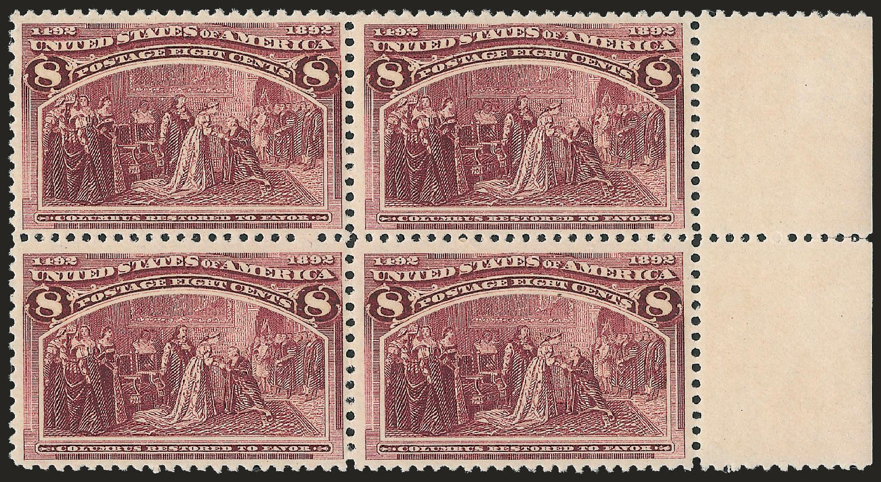 Values of US Stamp Scott Cat. 236: 1893 8c Columbian Exposition. Robert Siegel Auction Galleries, Sep 2009, Sale 976, Lot 1684