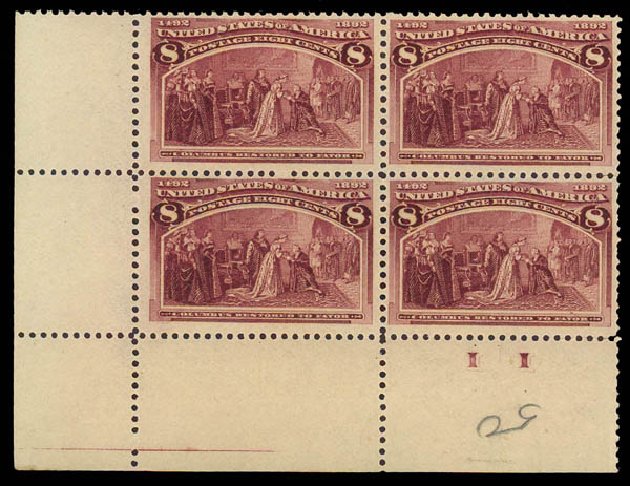 US Stamps Value Scott Catalogue #236 - 8c 1893 Columbian Exposition. Daniel Kelleher Auctions, Jan 2012, Sale 628, Lot 355