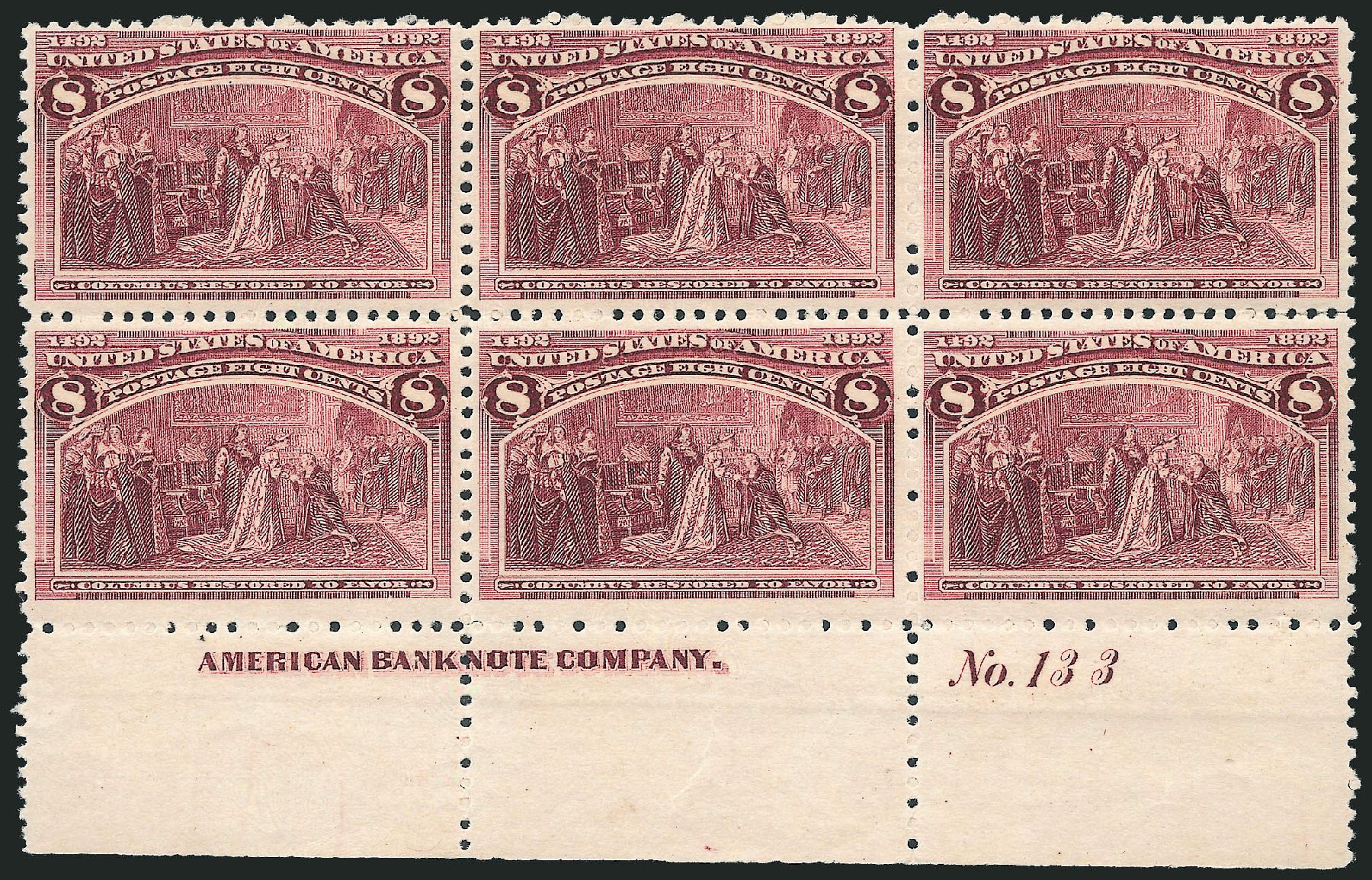 Costs of US Stamp Scott Cat. #236 - 1893 8c Columbian Exposition. Robert Siegel Auction Galleries, Oct 2011, Sale 1014, Lot 1495
