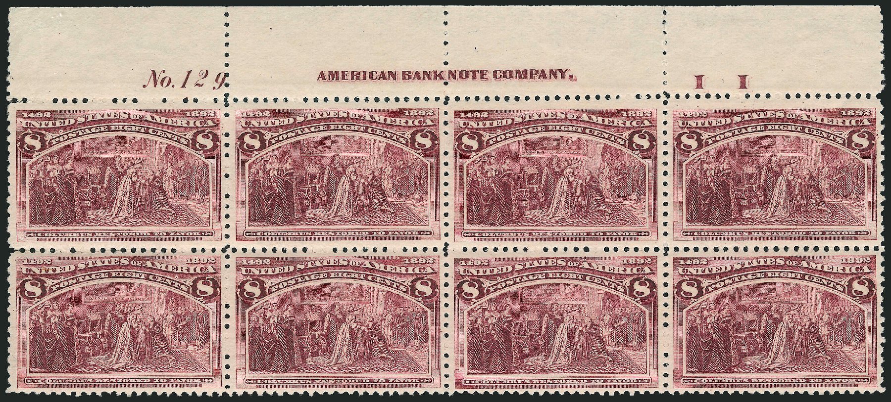 Price of US Stamp Scott Catalog 236: 1893 8c Columbian Exposition. Robert Siegel Auction Galleries, Nov 2013, Sale 1061, Lot 3695