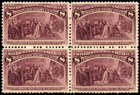 US Stamp Values Scott Cat. # 236: 1893 8c Columbian Exposition. Harmer-Schau Auction Galleries, Feb 2010, Sale 84, Lot 1432
