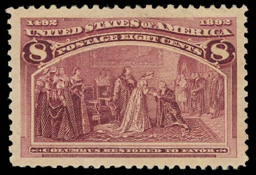 Value of US Stamp Scott Catalog #236: 8c 1893 Columbian Exposition. Daniel Kelleher Auctions, Jan 2012, Sale 628, Lot 352