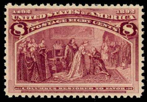 Costs of US Stamps Scott Cat. #236: 1893 8c Columbian Exposition. Daniel Kelleher Auctions, Sep 2013, Sale 639, Lot 1072