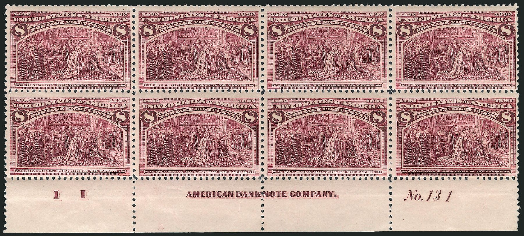 US Stamps Prices Scott #236: 1893 8c Columbian Exposition. Robert Siegel Auction Galleries, Mar 2014, Sale 1067, Lot 1222
