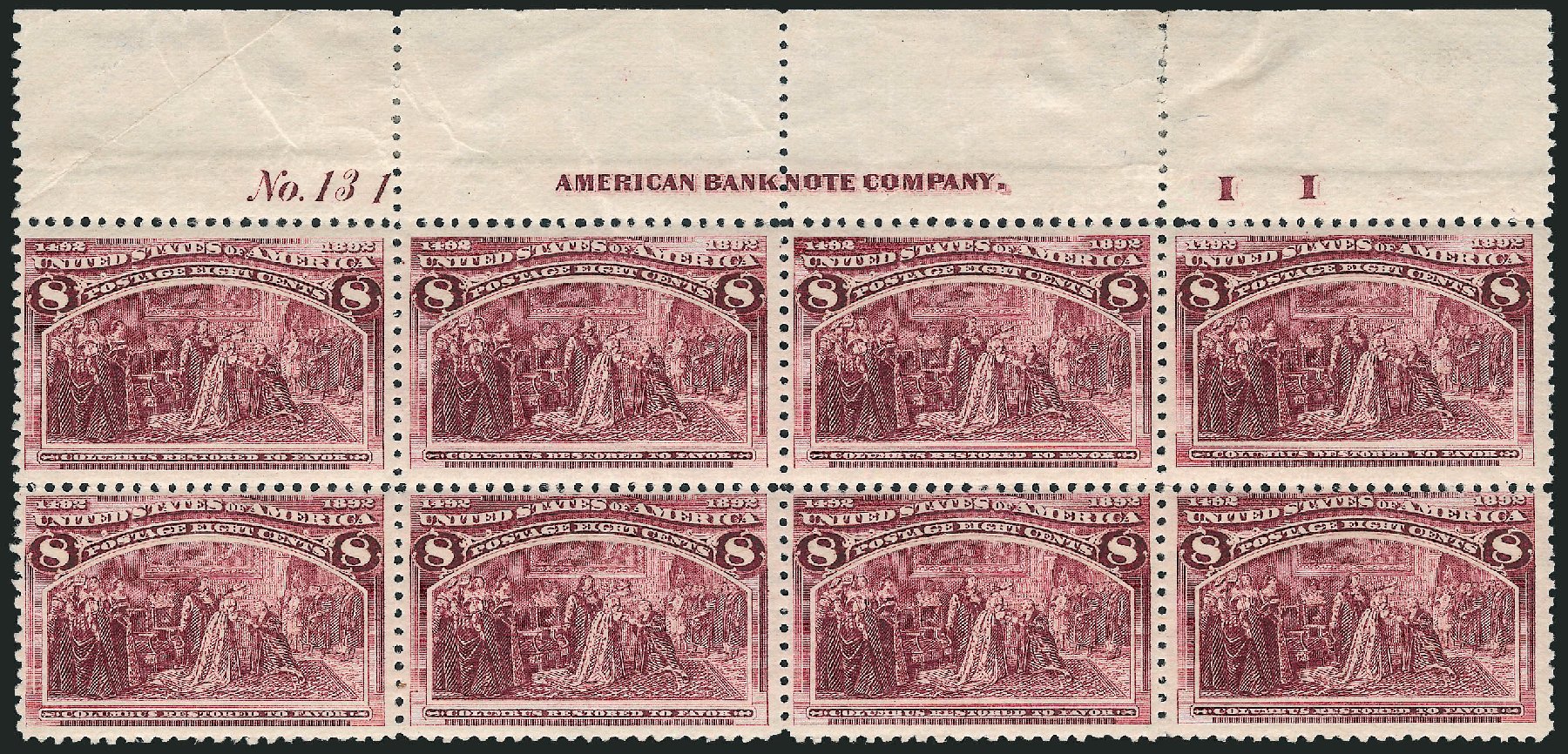 Value of US Stamps Scott Cat. # 236: 1893 8c Columbian Exposition. Robert Siegel Auction Galleries, Apr 2009, Sale 971, Lot 1142