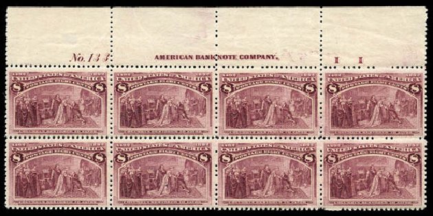 US Stamp Price Scott Catalogue 236 - 1893 8c Columbian Exposition. Matthew Bennett International, Feb 2012, Sale 340, Lot 313