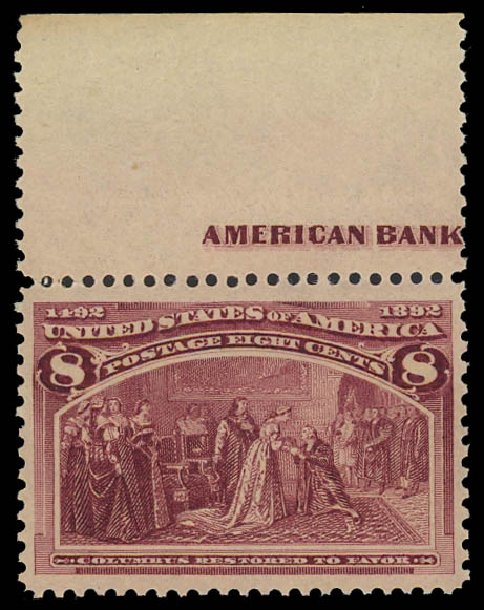US Stamp Prices Scott Cat. #236: 8c 1893 Columbian Exposition. Daniel Kelleher Auctions, Jan 2012, Sale 628, Lot 353