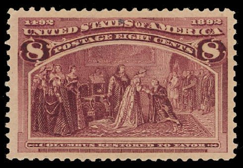 Price of US Stamp Scott Catalogue #236 - 8c 1893 Columbian Exposition. Daniel Kelleher Auctions, Oct 2012, Sale 632, Lot 1133