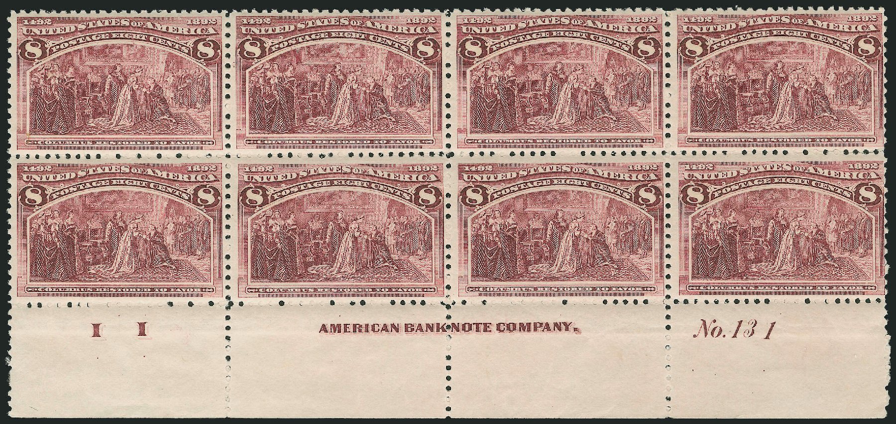 US Stamps Value Scott # 236 - 8c 1893 Columbian Exposition. Robert Siegel Auction Galleries, Jul 2013, Sale 1050, Lot 353
