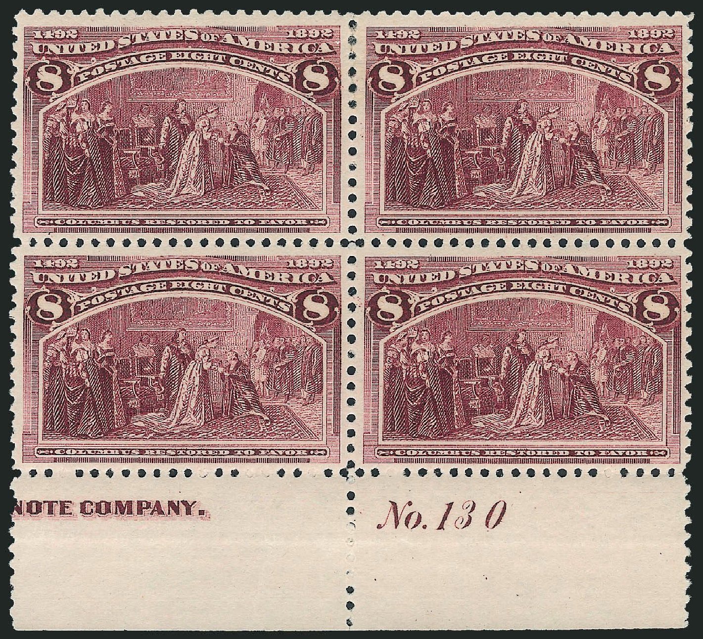 US Stamp Values Scott Cat. #236 - 8c 1893 Columbian Exposition. Robert Siegel Auction Galleries, Nov 2013, Sale 1061, Lot 3693