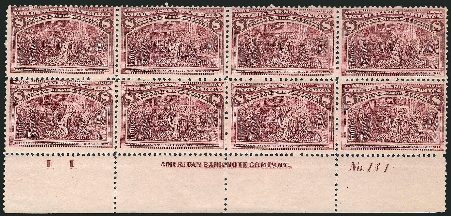 US Stamp Value Scott Catalogue # 236: 1893 8c Columbian Exposition. Robert Siegel Auction Galleries, Apr 2009, Sale 971, Lot 1143