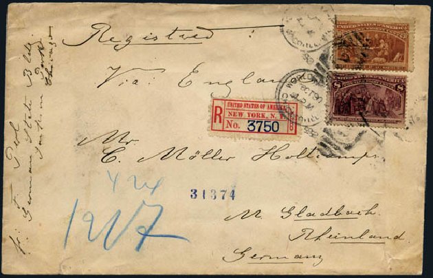 Prices of US Stamp Scott Cat. 236 - 1893 8c Columbian Exposition. Harmer-Schau Auction Galleries, Jan 2014, Sale 100, Lot 496