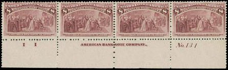 Costs of US Stamps Scott #236: 1893 8c Columbian Exposition. H.R. Harmer, Nov 2013, Sale 3004, Lot 1156