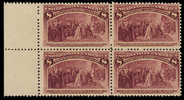 US Stamps Price Scott Catalog #236: 1893 8c Columbian Exposition. Daniel Kelleher Auctions, Jan 2012, Sale 628, Lot 356
