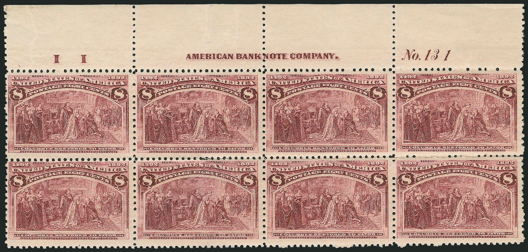 US Stamps Values Scott Catalogue 236 - 1893 8c Columbian Exposition. Robert Siegel Auction Galleries, Oct 2011, Sale 1014, Lot 1496