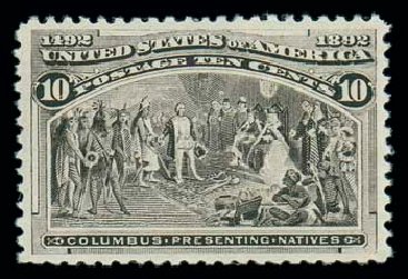 Value of US Stamp Scott # 237 - 1893 10c Columbian Exposition. Matthew Bennett International, Dec 2007, Sale 325, Lot 1738