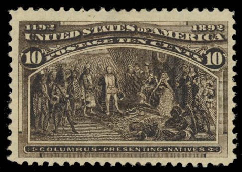 Costs of US Stamp Scott Catalogue #237: 10c 1893 Columbian Exposition. Daniel Kelleher Auctions, Jan 2012, Sale 628, Lot 358