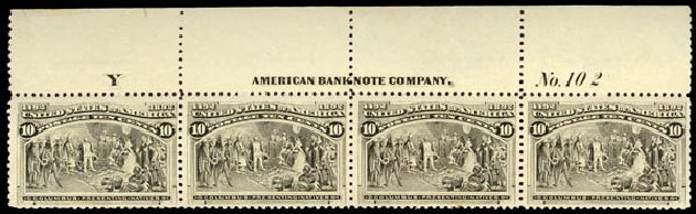 Price of US Stamps Scott Catalogue 237: 1893 10c Columbian Exposition. Daniel Kelleher Auctions, Jan 2015, Sale 663, Lot 1459