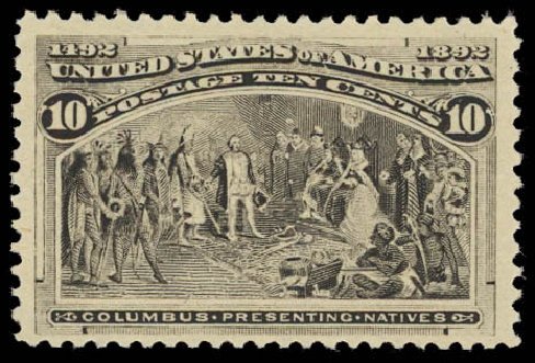 US Stamps Values Scott Catalogue # 237: 10c 1893 Columbian Exposition. Daniel Kelleher Auctions, Oct 2012, Sale 632, Lot 1134