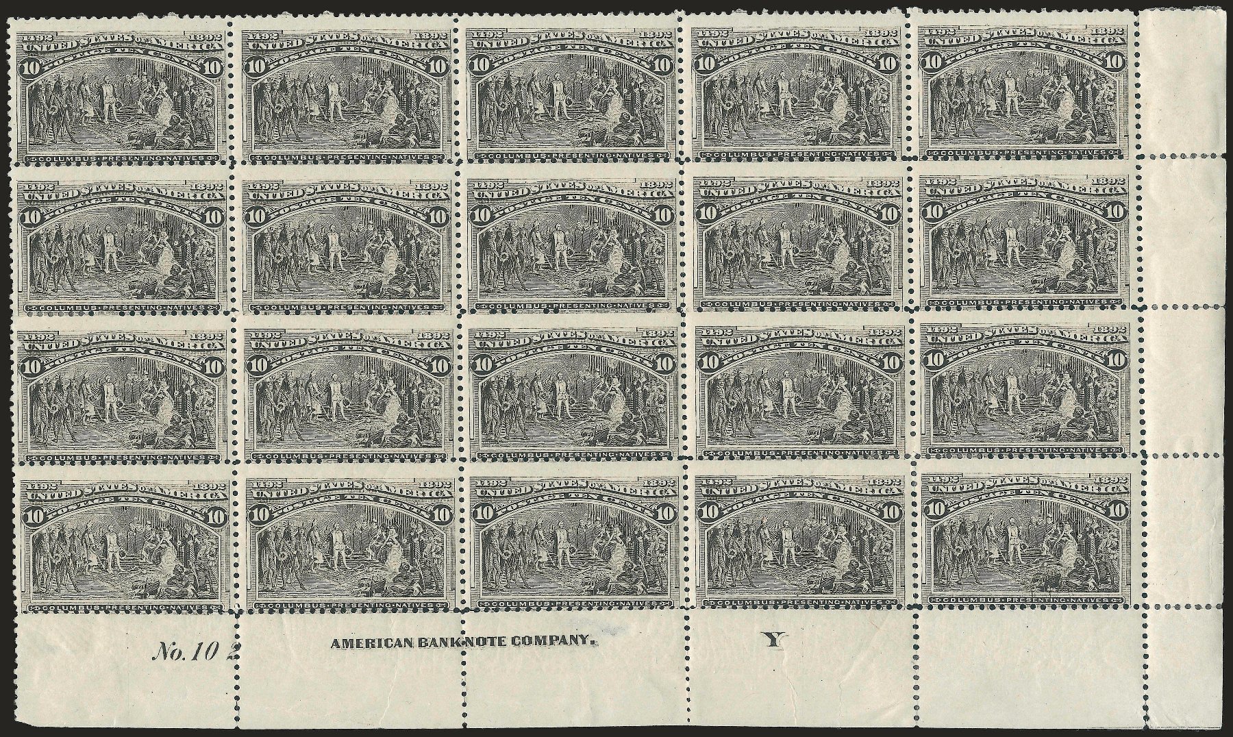 US Stamps Prices Scott Catalog #237: 1893 10c Columbian Exposition. Robert Siegel Auction Galleries, Apr 2009, Sale 971, Lot 1155