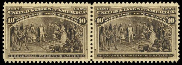 Values of US Stamp Scott Catalogue #237: 1893 10c Columbian Exposition. Daniel Kelleher Auctions, Dec 2014, Sale 661, Lot 202