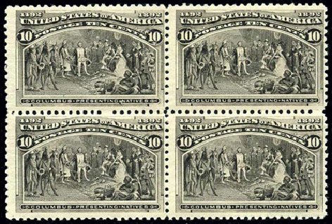 Prices of US Stamps Scott 237: 10c 1893 Columbian Exposition. Harmer-Schau Auction Galleries, Feb 2009, Sale 80, Lot 1203