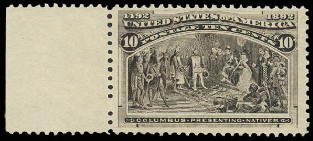 US Stamp Prices Scott Cat. 237 - 1893 10c Columbian Exposition. Daniel Kelleher Auctions, Jun 2012, Sale 630, Lot 1516