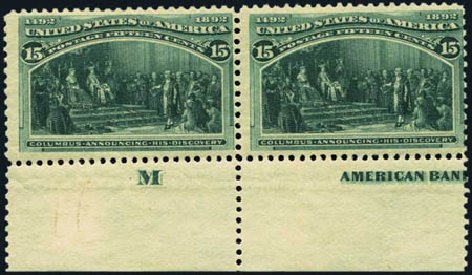 US Stamps Prices Scott Catalog 238 - 1893 15c Columbian Exposition. Harmer-Schau Auction Galleries, Aug 2012, Sale 94, Lot 1328