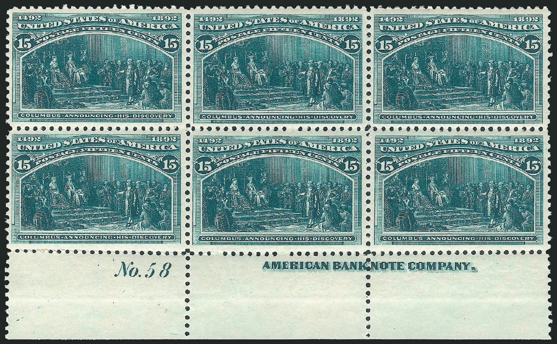 Values of US Stamp Scott Cat. 238 - 15c 1893 Columbian Exposition. Robert Siegel Auction Galleries, Jul 2013, Sale 1050, Lot 358