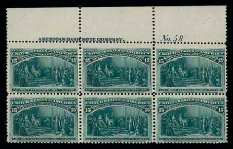 Values of US Stamps Scott Cat. #238 - 1893 15c Columbian Exposition. Matthew Bennett International, Dec 2007, Sale 325, Lot 1749