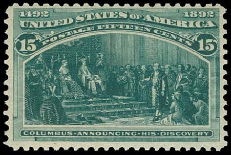 US Stamp Values Scott Catalog # 238 - 1893 15c Columbian Exposition. H.R. Harmer, Oct 2014, Sale 3006, Lot 1259