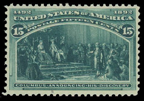 US Stamp Price Scott Cat. #238: 1893 15c Columbian Exposition. Daniel Kelleher Auctions, Jun 2012, Sale 630, Lot 1520
