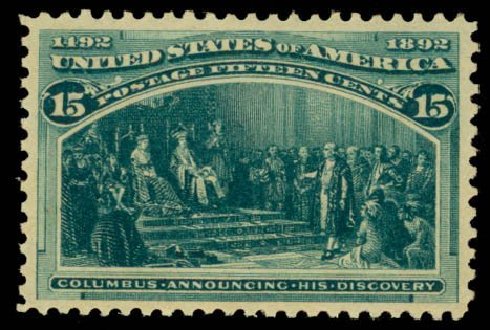 Costs of US Stamps Scott Catalogue # 238 - 15c 1893 Columbian Exposition. Daniel Kelleher Auctions, Apr 2013, Sale 636, Lot 190