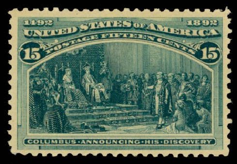 Values of US Stamps Scott Catalogue #238: 15c 1893 Columbian Exposition. Daniel Kelleher Auctions, Apr 2013, Sale 636, Lot 191