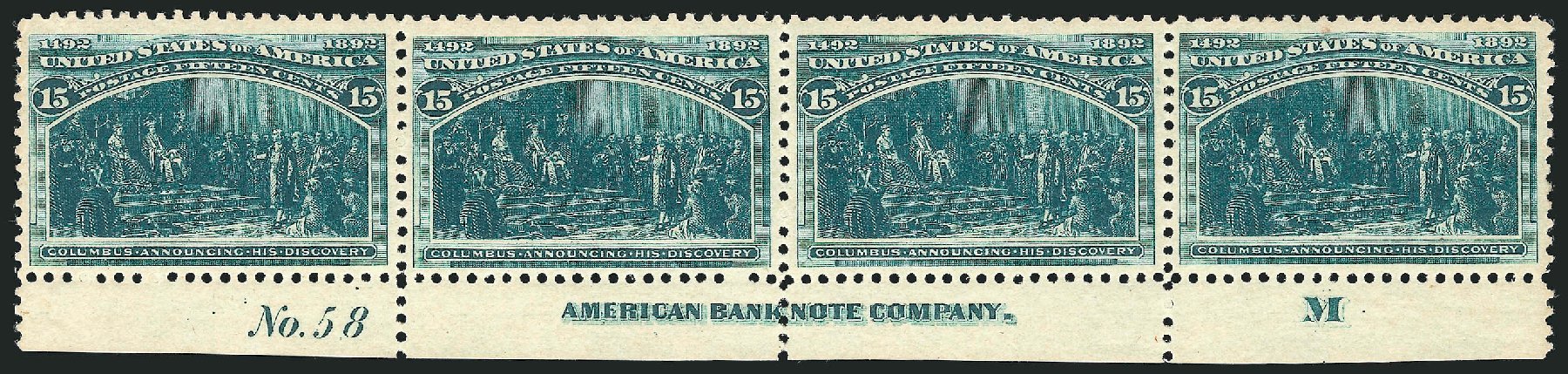 Costs of US Stamp Scott Cat. # 238 - 15c 1893 Columbian Exposition. Robert Siegel Auction Galleries, Jul 2014, Sale 1077, Lot 171