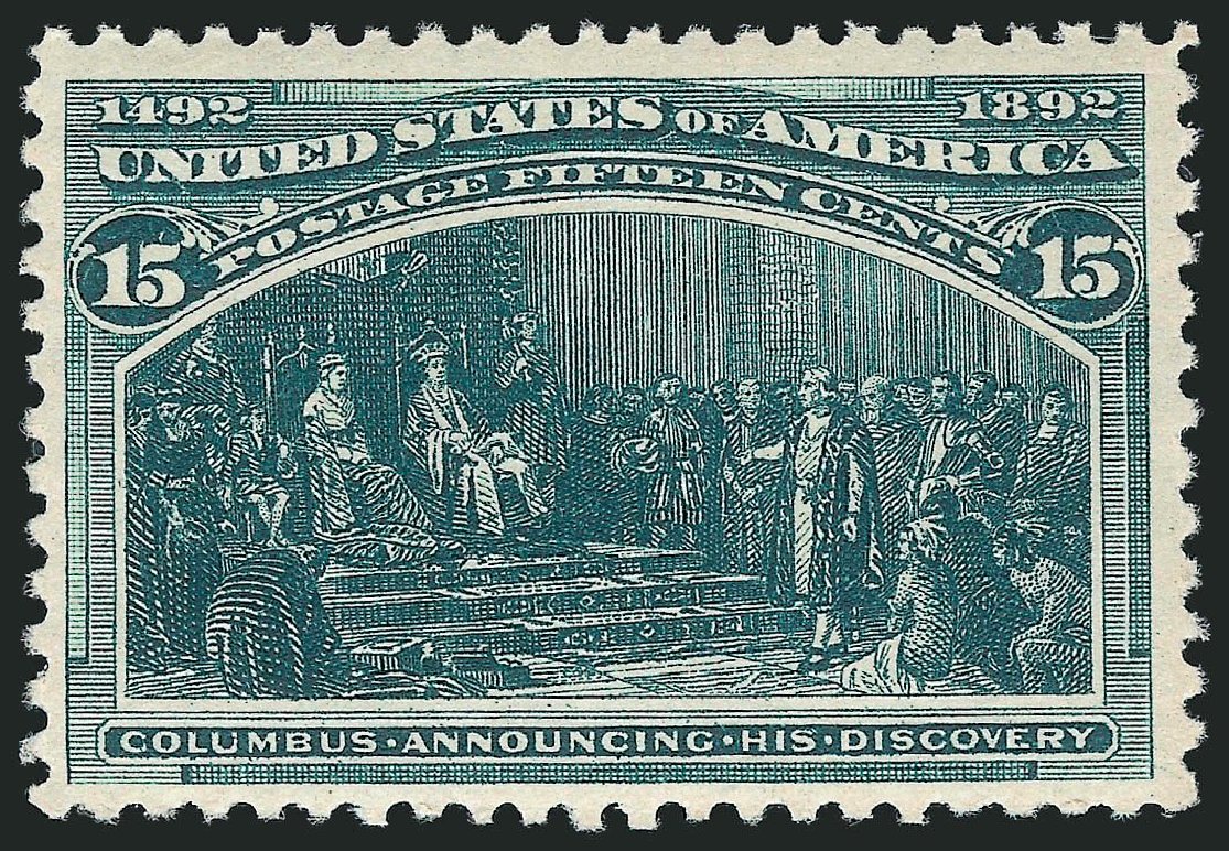 US Stamps Values Scott Cat. 238 - 15c 1893 Columbian Exposition. Robert Siegel Auction Galleries, Dec 2014, Sale 1090, Lot 1391