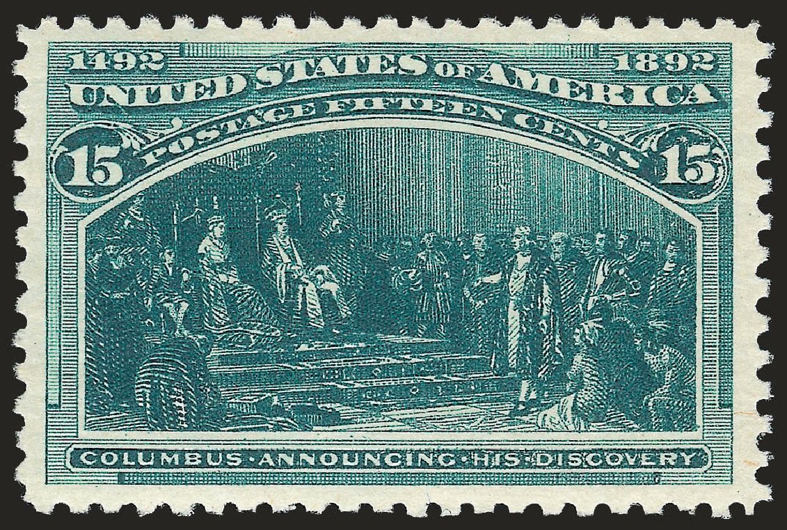 Value of US Stamp Scott Cat. # 238: 15c 1893 Columbian Exposition. Robert Siegel Auction Galleries, Apr 2009, Sale 972, Lot 3231