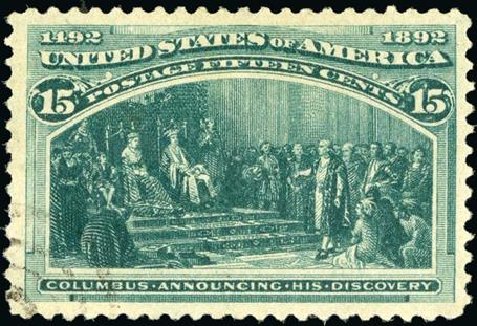 US Stamp Prices Scott Cat. 238: 15c 1893 Columbian Exposition. Spink Shreves Galleries, Jan 2015, Sale 150, Lot 121