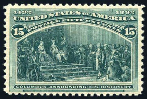 Costs of US Stamp Scott Catalogue 238: 1893 15c Columbian Exposition. Harmer-Schau Auction Galleries, Feb 2009, Sale 80, Lot 1204