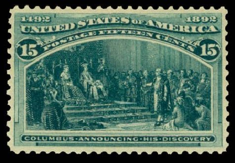 Costs of US Stamp Scott Cat. #238 - 1893 15c Columbian Exposition. Daniel Kelleher Auctions, May 2014, Sale 652, Lot 354