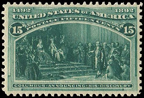 Costs of US Stamp Scott Cat. #238: 1893 15c Columbian Exposition. Regency-Superior, Jan 2015, Sale 109, Lot 904