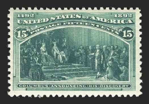 Value of US Stamp Scott Catalog # 238: 15c 1893 Columbian Exposition. Spink Shreves Galleries, Mar 2013, Sale 142, Lot 234