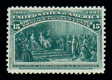 US Stamps Values Scott # 238: 1893 15c Columbian Exposition. Matthew Bennett International, Jun 2007, Sale 319, Lot 1255
