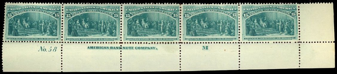 Cost of US Stamps Scott Cat. #238 - 1893 15c Columbian Exposition. Daniel Kelleher Auctions, Dec 2013, Sale 640, Lot 195