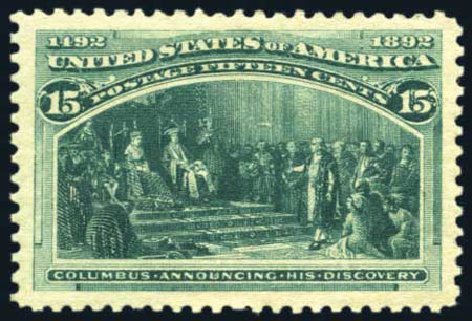 Cost of US Stamp Scott # 238 - 15c 1893 Columbian Exposition. Harmer-Schau Auction Galleries, Aug 2011, Sale 90, Lot 1352