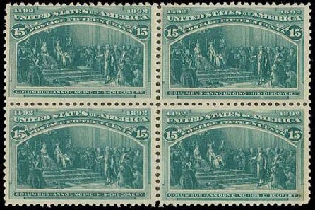 US Stamp Price Scott Catalogue #238: 15c 1893 Columbian Exposition. H.R. Harmer, Nov 2013, Sale 3004, Lot 1162