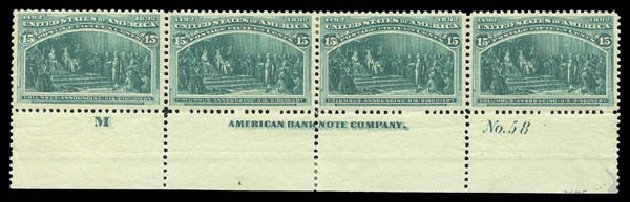 Costs of US Stamps Scott Catalogue 238 - 1893 15c Columbian Exposition. Matthew Bennett International, Sep 2010, Sale 333, Lot 3653