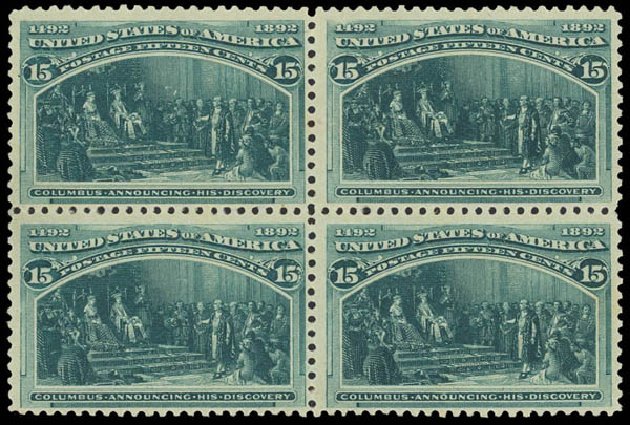 US Stamp Prices Scott 238 - 1893 15c Columbian Exposition. Daniel Kelleher Auctions, Jun 2012, Sale 630, Lot 1523