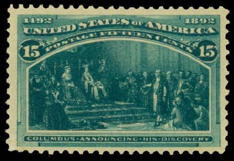 US Stamps Prices Scott Catalog # 238 - 15c 1893 Columbian Exposition. Daniel Kelleher Auctions, Sep 2013, Sale 639, Lot 1073